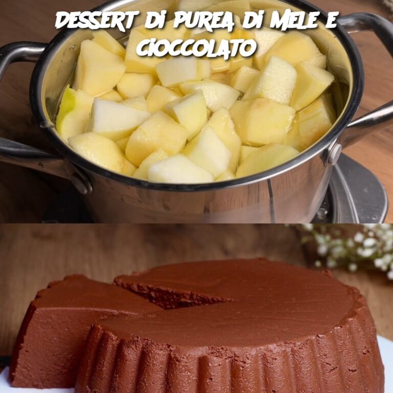 Dessert di purea di mele e cioccolato