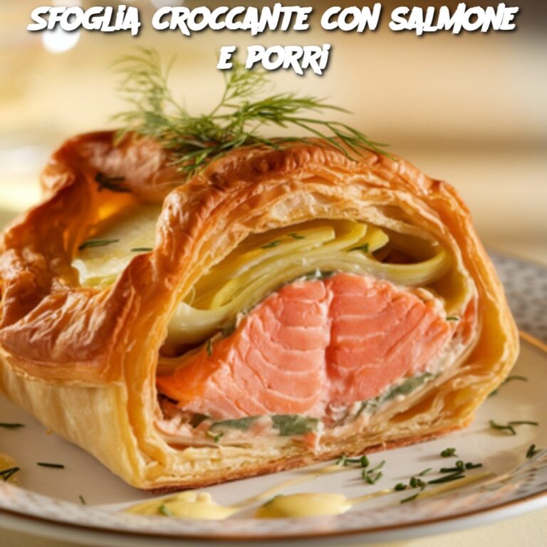 Sfoglia croccante con salmone e porri