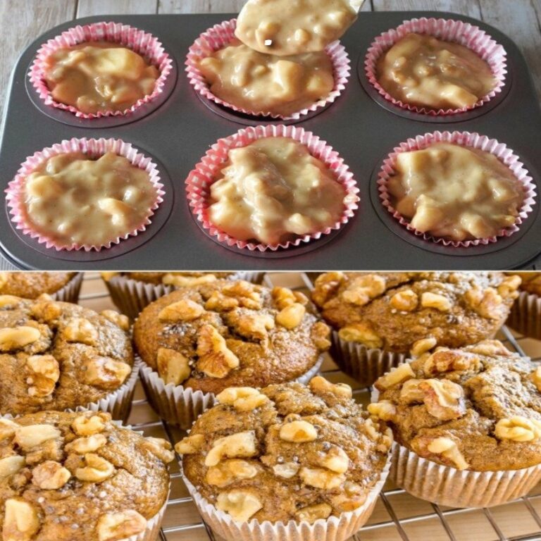 Muffin alle mele e noci facili e soffici in una ciotola