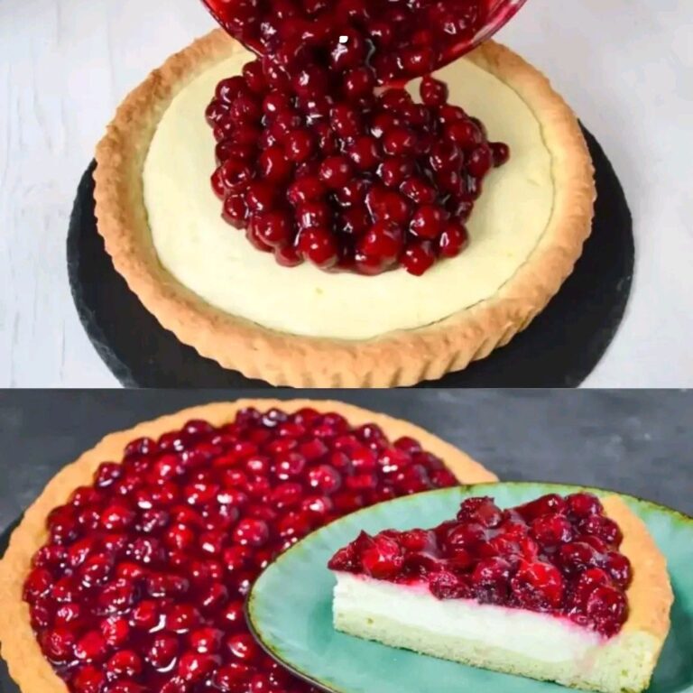 Dolce di pasta sfoglia pronto in soli 10 minuti! Cheesecake alle ciliegie con base al burro