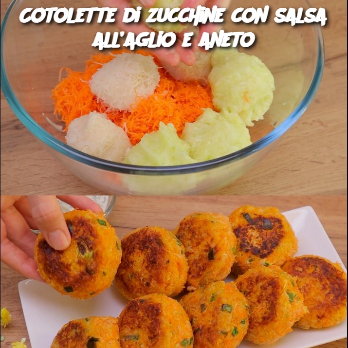 Cotolette di zucchine con salsa all’aglio e aneto