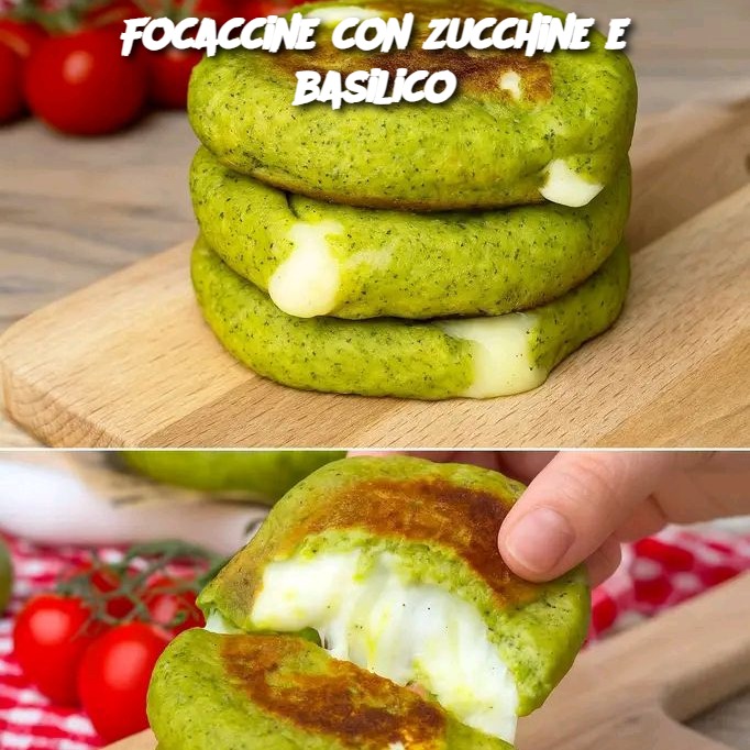 Focaccine con zucchine e basilico