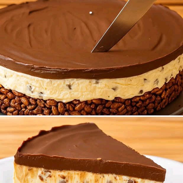 La mia torta fredda al cioccolato con riso soffiato e ricotta