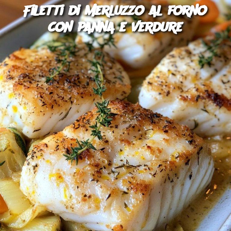 Filetti di merluzzo al forno con panna e verdure