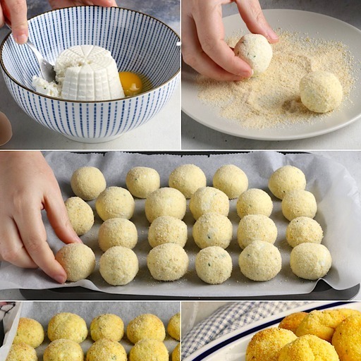 Mischia la ricotta con 1 uovo, parmigiano, sale e un po’ di pangrattato! Pronte in 20 minuti, non sono le solite polpette: