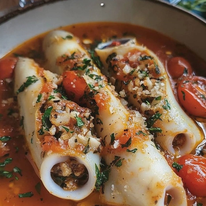 Il tuo palato merita una festa!   Scopri i Calamari Ripieni: un esplosione di sapori di mare racchiusi in un abbraccio di calamari teneri. Ogni morso è un viaggio in Sicilia!