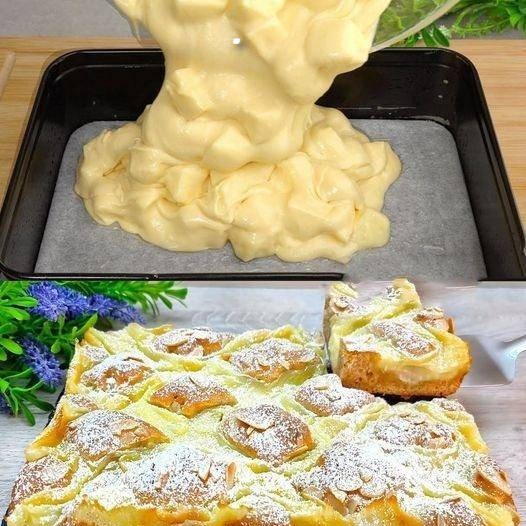 Deliziosa torta di mele con salsa alla vaniglia. Molto più gustoso di Charlotte.