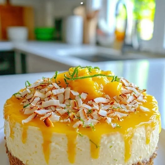 Cheesecake al mango, cocco e lime