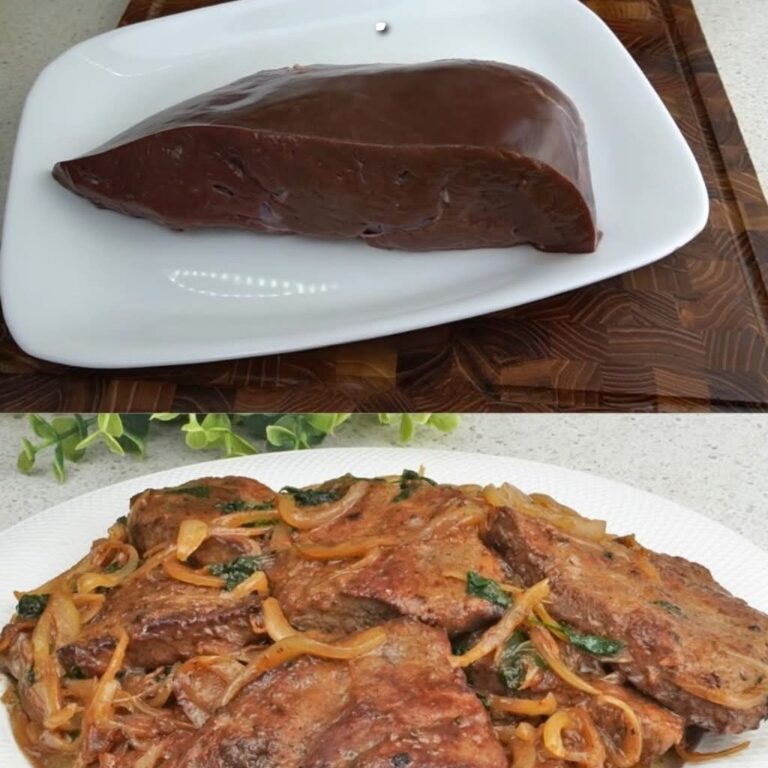 Fegato di manzo saltato in padella con cipolle e patate croccanti