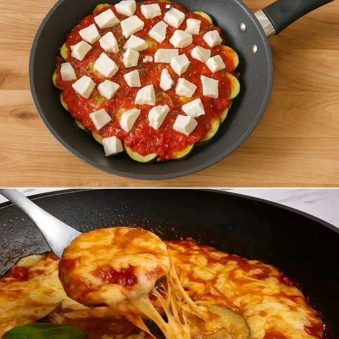 Pomodoro mozzarella e zucchine in padella