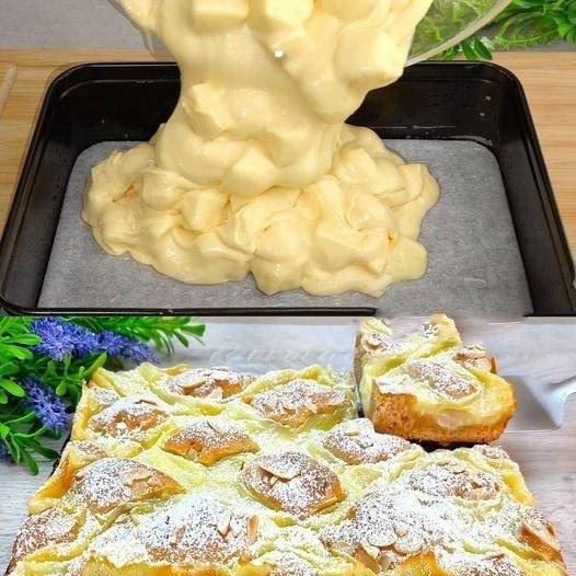 Deliziosa torta di mele con salsa alla vaniglia. Molto più gustoso di Charlotte.