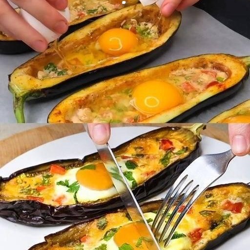 Melanzane ripiene al forno con uovo