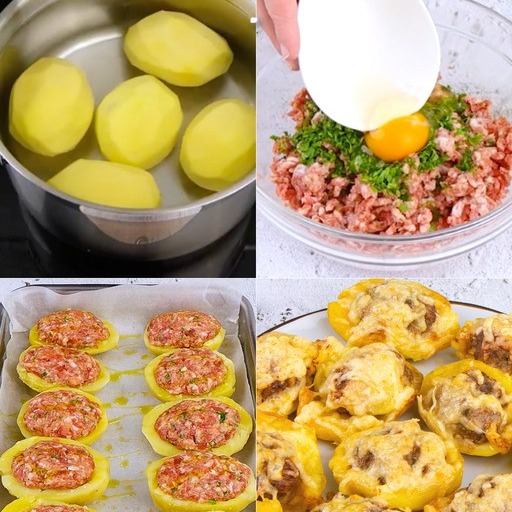 Fai bollire le patate, svuotale al centro e farcisci con la carne. La ricetta di un piatto unico e saporito