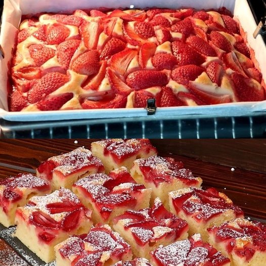 5 minuti di torta alle fragole dal vassoio, un sogno così delizioso Frutta: fragole, ciliegie 4 uova