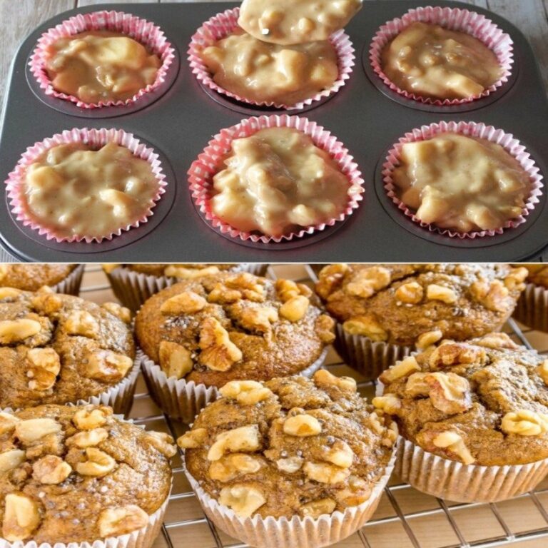 Muffin alle mele e noci, facili e soffici, in una ciotola