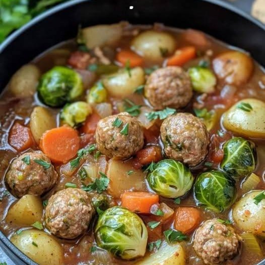Stufato di cavoletti di Bruxelles con polpette Ricetta completa