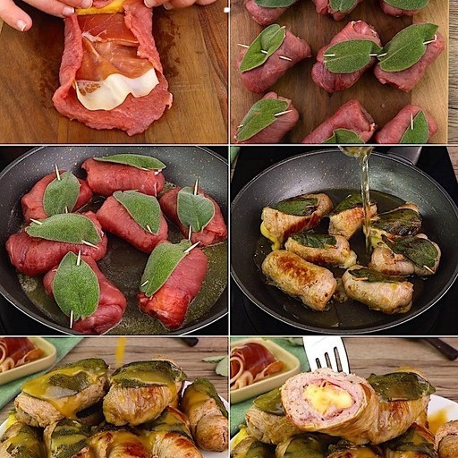 Involtini di vitello ripieni con prosciutto e formaggio: il delizioso piatto è pronto in padella