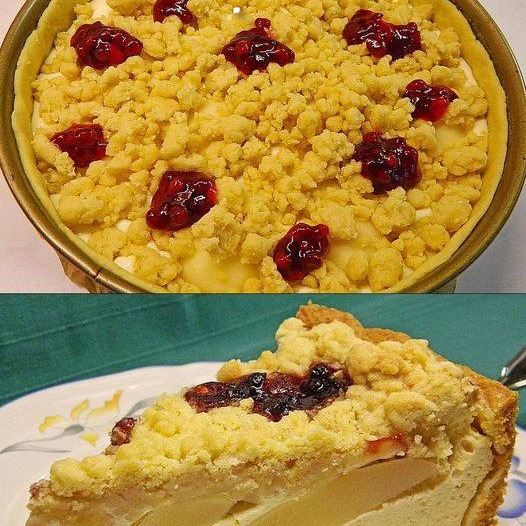 Torta di Quark e Pere con Streusel