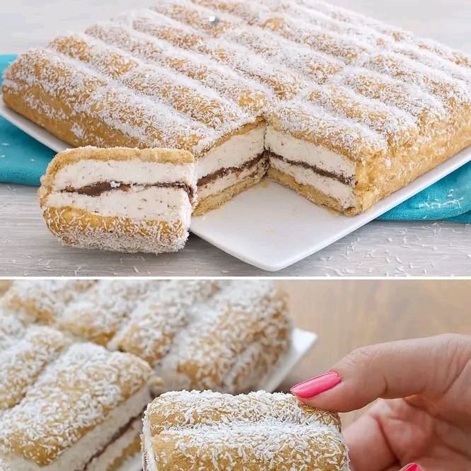 Torta fredda con pavesini cocco e cioccolato