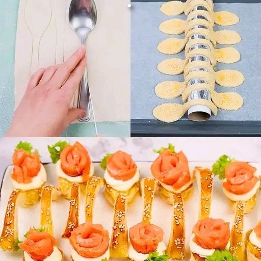 Cucchiai di Pasta Sfoglia con Formaggio e Salmone