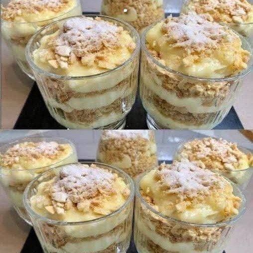 Dessert Furbo con Briciole Croccanti e Crema Pasticcera