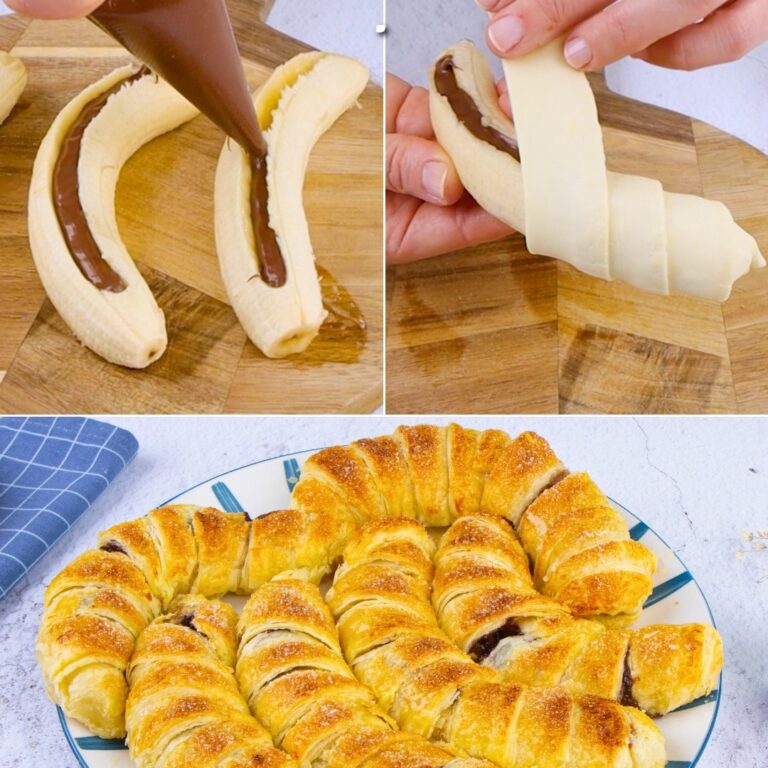 Ricetta Rotoli di pasta sfoglia al cioccolato e banane e nocciole