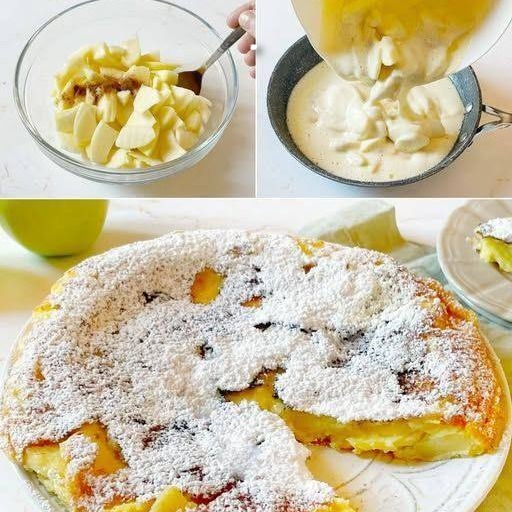 La frittata di mele si prepara in padella in 5 minuti! Questo dessert morbido e delizioso, senza cottura, vi conquisterà sicuramente.