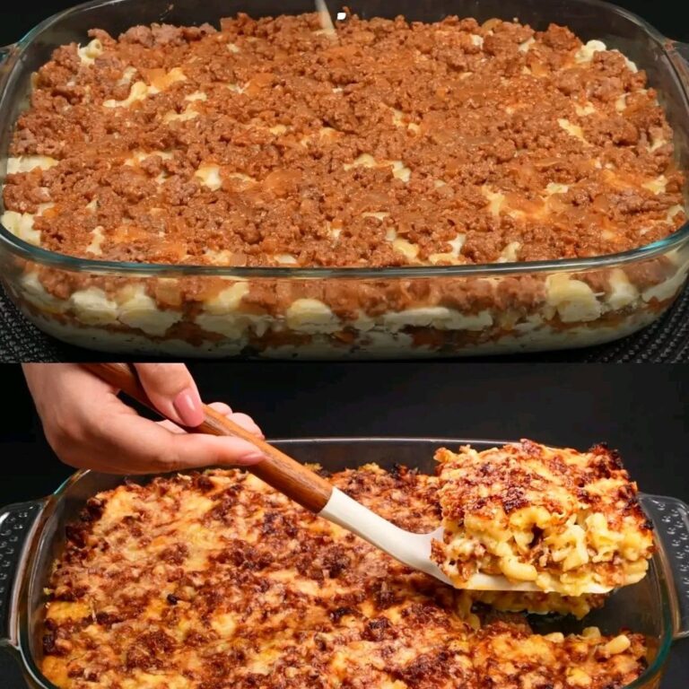 Classica casseruola di pasta con ragù e besciamella al formaggio