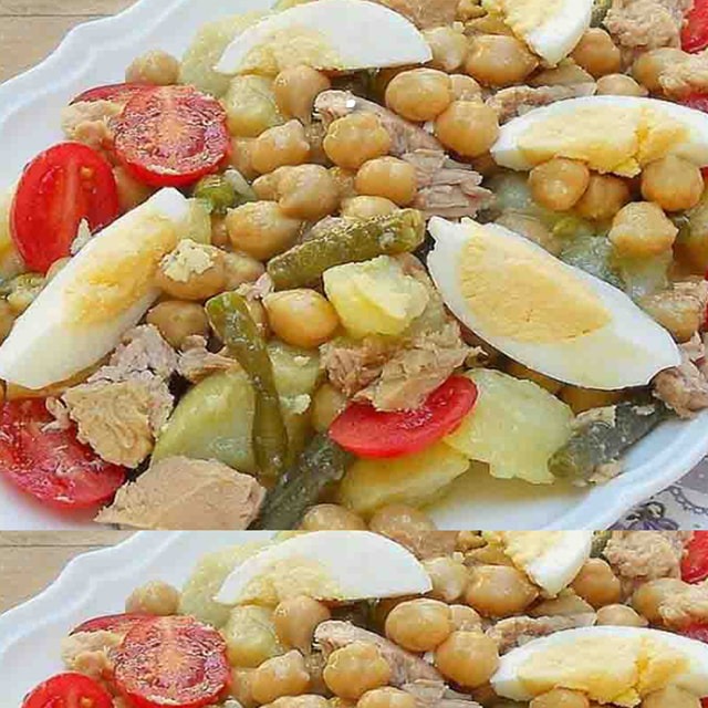 Sana e gustosa insalata di ceci con tonno e uova sode