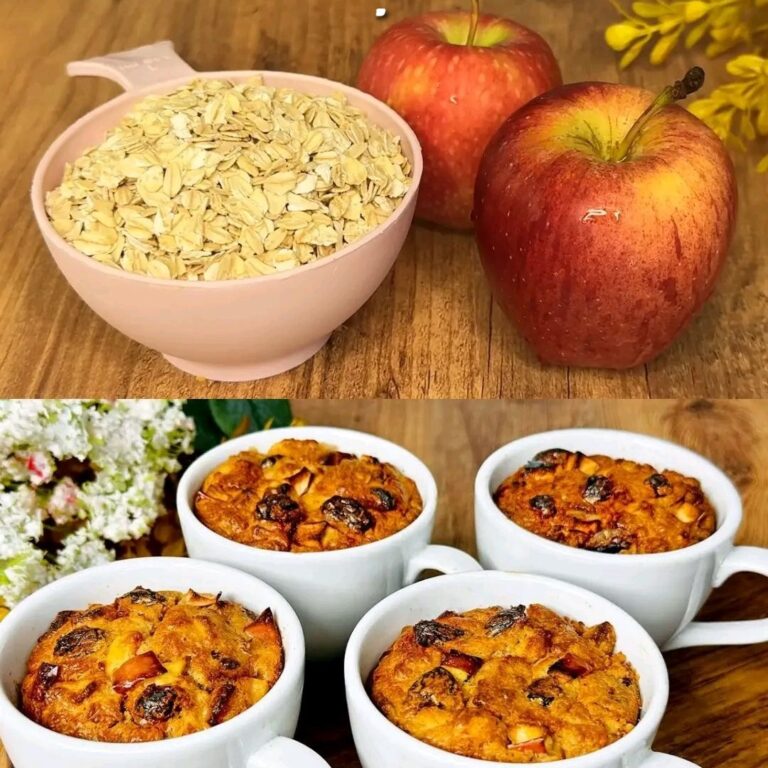 Fiocchi d’avena e mela in una tazza. Sono senza zucchero da un anno. Ho perso 10 kg da quando ho smesso di mangiare zucchero bianco