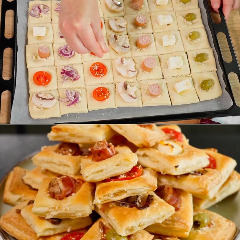 Quadrati di pasta sfoglia: la ricetta veloce per un antipasto gustoso