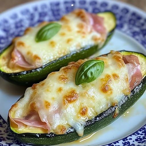 BARCHETTE DI ZUCCHINE CON PROSCIUTTO COTTO E MOZZARELLA