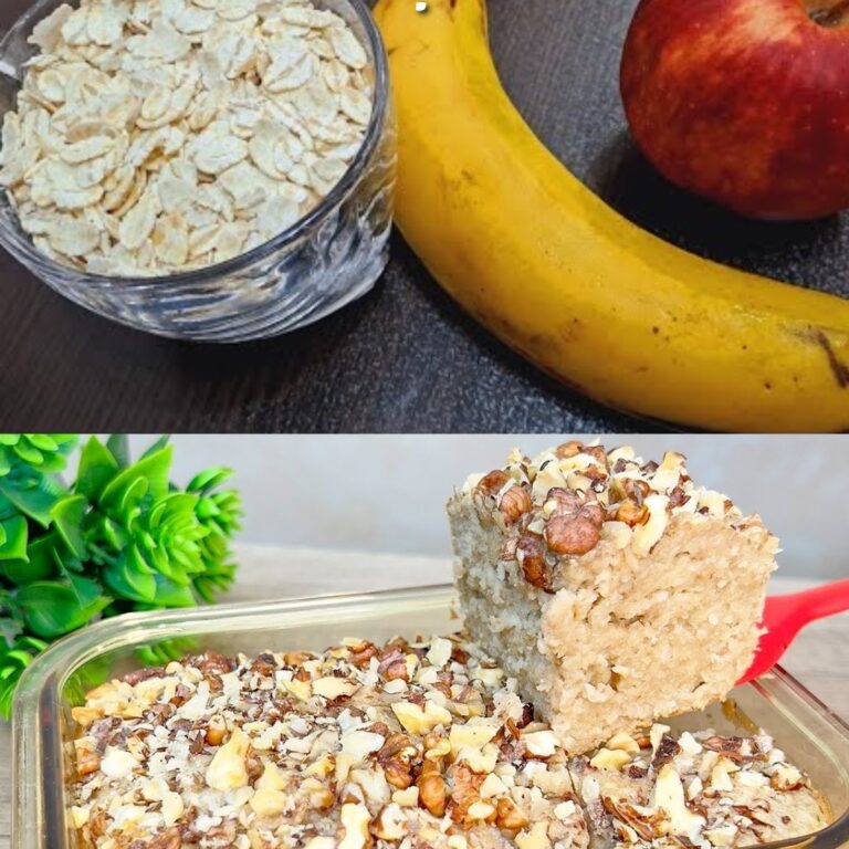 Porridge sostanzioso al forno con mele, banane e noci