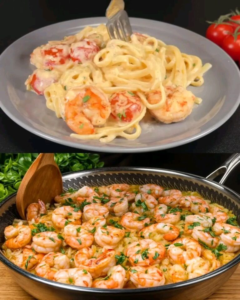 Risotto cremoso ai gamberi con basilico e parmigiano