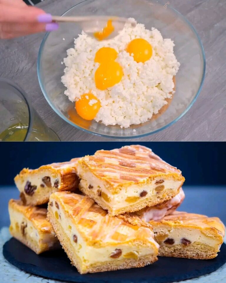 Crostata di ricotta e uvetta con glassa alla panna acida