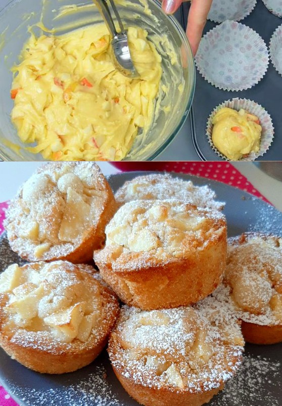 Bastano 2 mele e pochi minuti per preparare dei muffin alle mele con ingredienti che avete già in casa