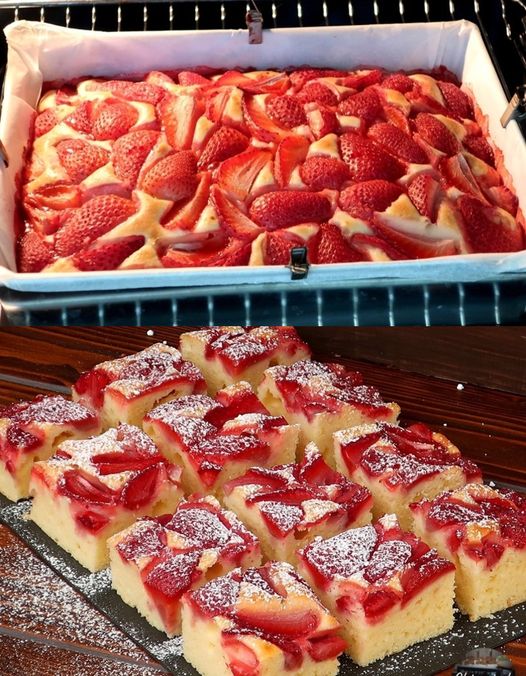 5 minuti di torta alle fragole dal vassoio, un sogno così delizioso Frutta: fragole, ciliegie 4 uova