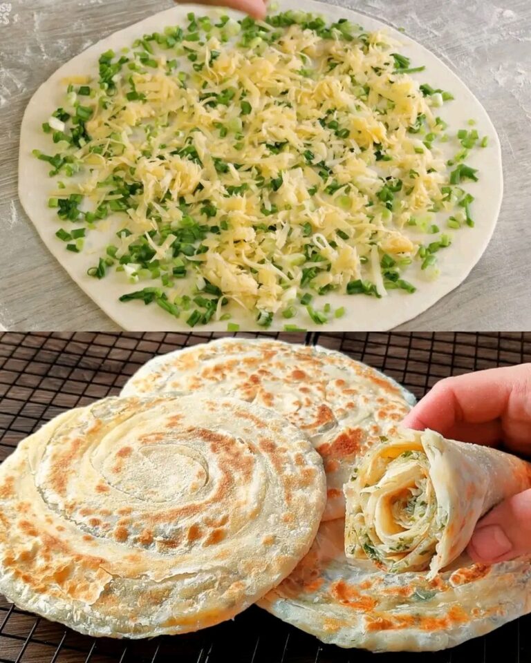 Piadina con cipollotti e formaggio