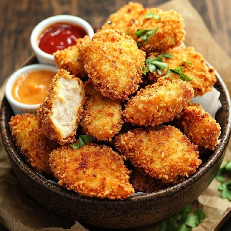 Bocconcini di pollo croccanti fatti in casa, dorati in forno