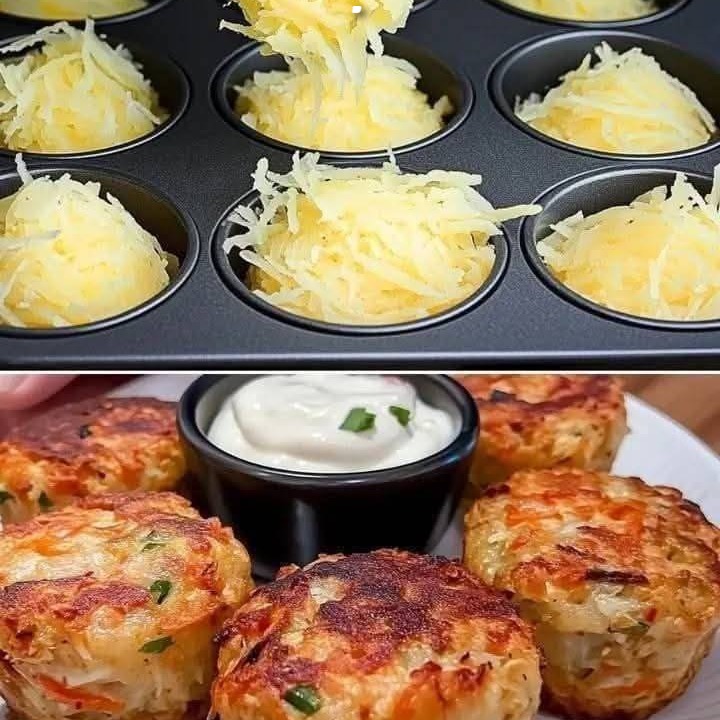 Muffin al formaggio e purè di patate con uova