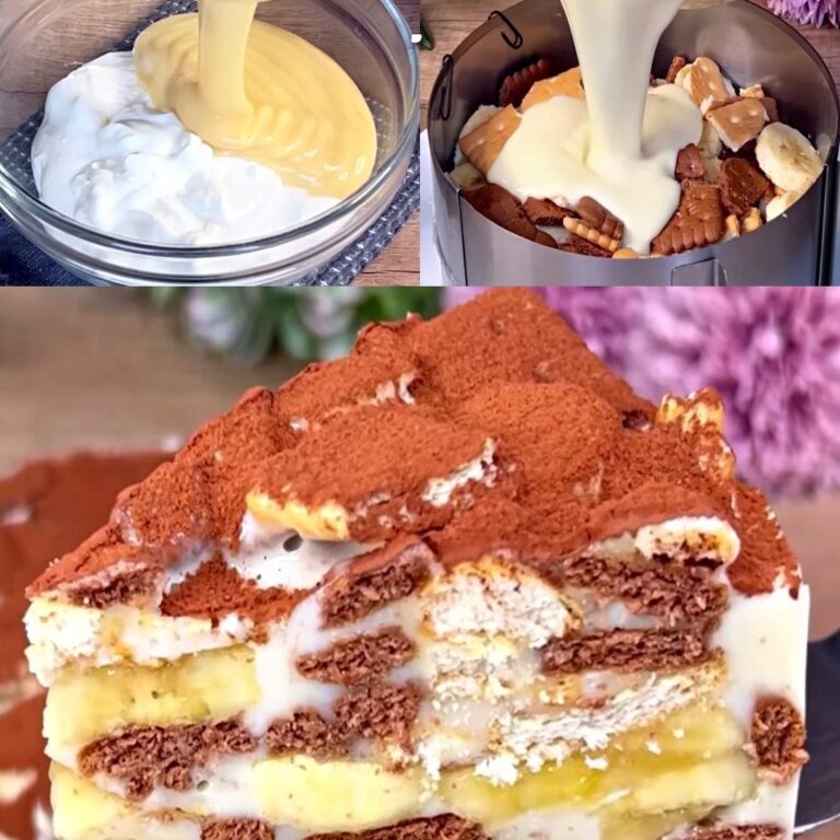 Torta banane e biscotti: il dolce goloso senza forno