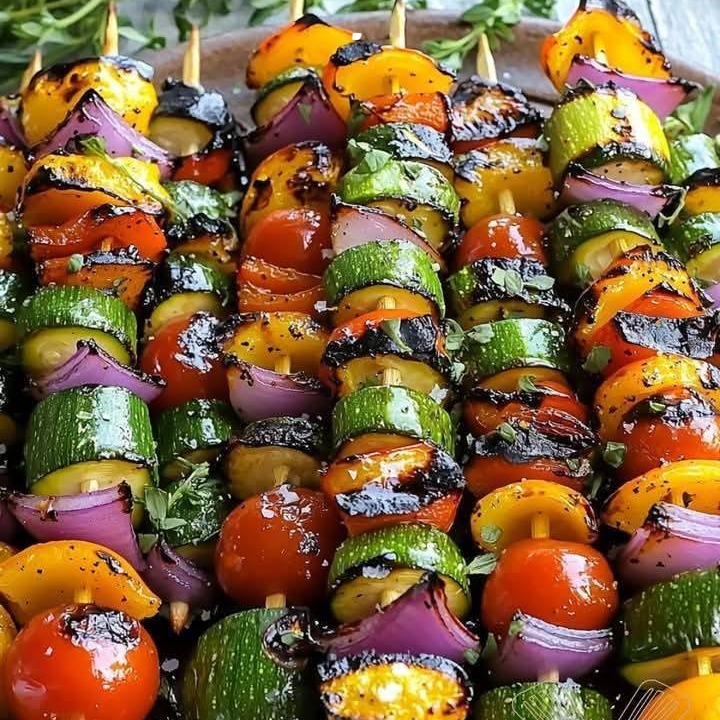 Spiedini di verdure grigliate: la ricetta vivace per un barbecue di successo Cosa c’è di meglio di spiedini di verdure colorati e saporiti per rallegrare i vostri pasti estivi? Questi spiedini vegetariani marinati e grigliati alla perfezione offrono un’esplosione di consistenze e sapori che delizieranno anche i più carnivori.  Perché questi spiedini ruberanno la scena ✔ Zero sprechi – Usa verdure di stagione o quelle che hai in frigo ✔ Preparazione ultraveloce – 15 minuti di preparazione, 10 minuti di cottura ✔ Personalizzabile al 100% – Adattabile ai tuoi gusti e desideri ✔ Sano e leggero – Senza glutine, vegano e ipocalorico  (Secondo un recente studio, il 65% dei francesi preferisce opzioni vegetariane alle grigliate estive.)  Ingredienti per 4 persone Verdure 🌱 Quantità alternativa Peperoni (rossi, gialli, verdi) 2 Peperoni dolci Zucchine 1 Melanzana grande Funghi prataioli 200 g Funghi shiitake Cipolle rosse 1 Scalogno Pomodorini 150 g Mini peperoni Marinata magica (per verdure ultra saporite) 4 cucchiai 1 cucchiaio di olio d’oliva 2 cucchiai di aceto balsamico 1 cucchiaino di miele o sciroppo d’acero 1 spicchio d’aglio spremuto 1 cucchiaino di paprika affumicata Sale, pepe ed erbe aromatiche fresche (timo, rosmarino) Preparazione in 5 fasi  1. Preparare le verdure:  Lavare e tagliare a dadini grossolani i peperoni e le zucchine. Affettare le cipolle a spicchi. Lasciare interi i pomodorini. 2. Assemblare gli spiedini:
