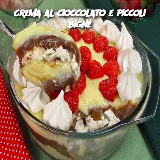 Crema al cioccolato e piccoli bignè