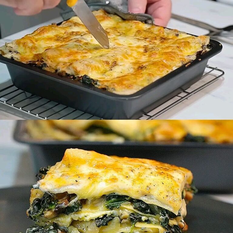 Lasagna vegetariana con funghi e spinaci