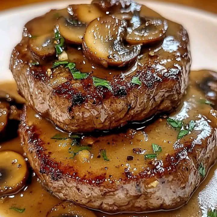 Bistecche di manzo con salsa ai funghi