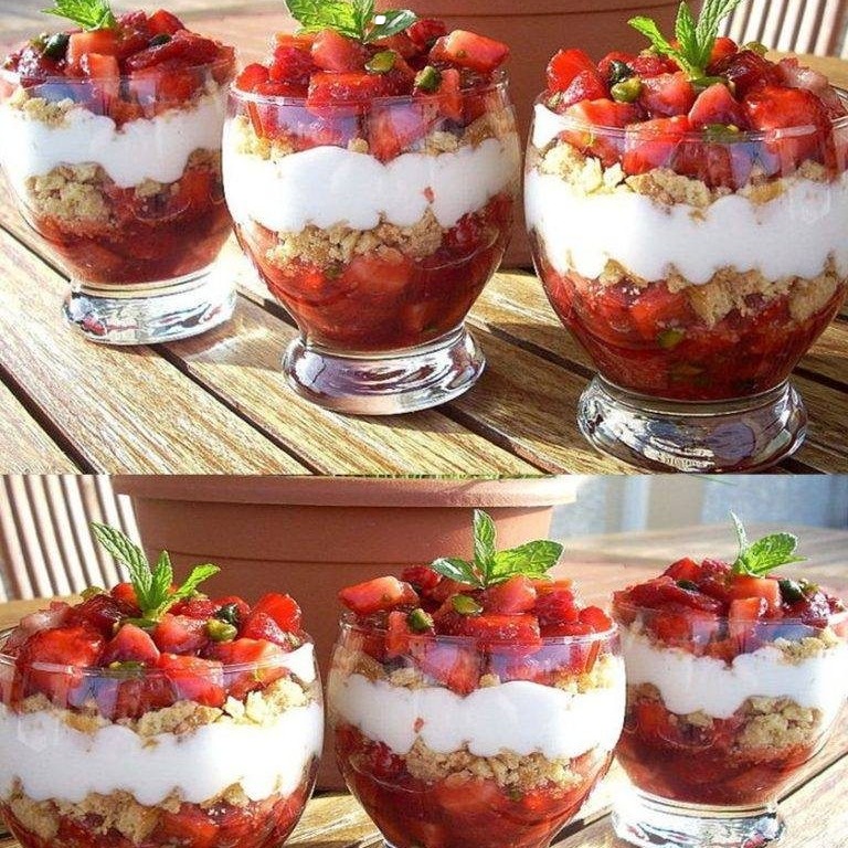 Tartare di fragole, pistacchi e pasta frolla