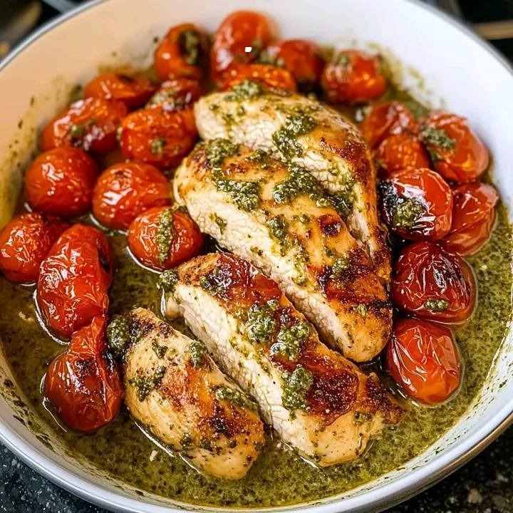 Pollo Al Pesto Cremoso Con Pomodori