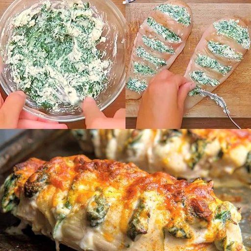 Pollo Hasselback con spinaci e ricotta: riso eccezionale e gustosa