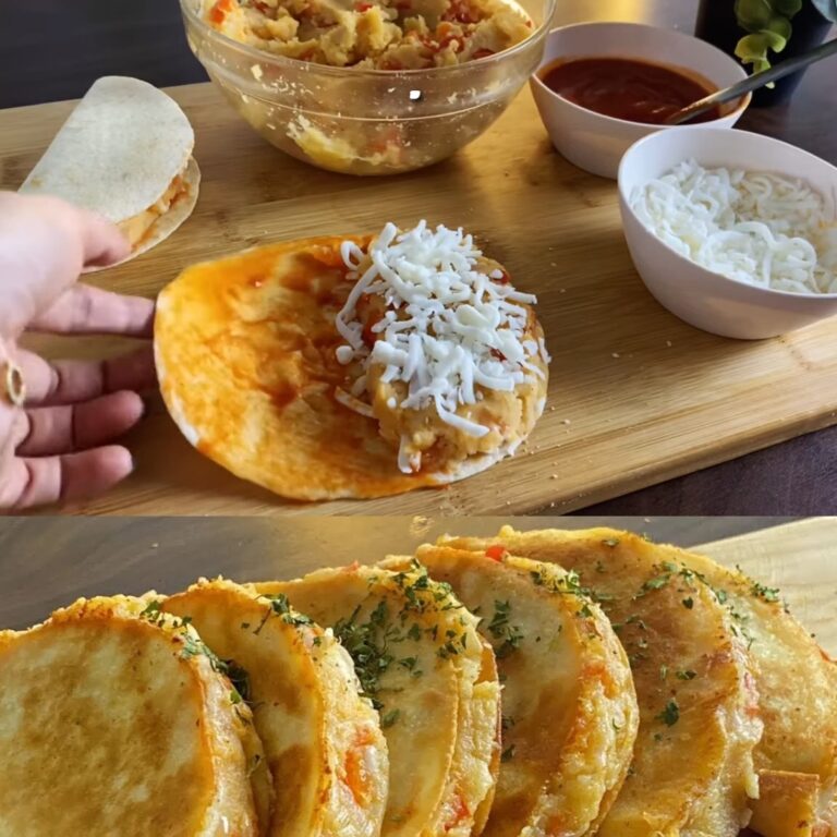 Tortillas avvolte con formaggio, patate e cipolle