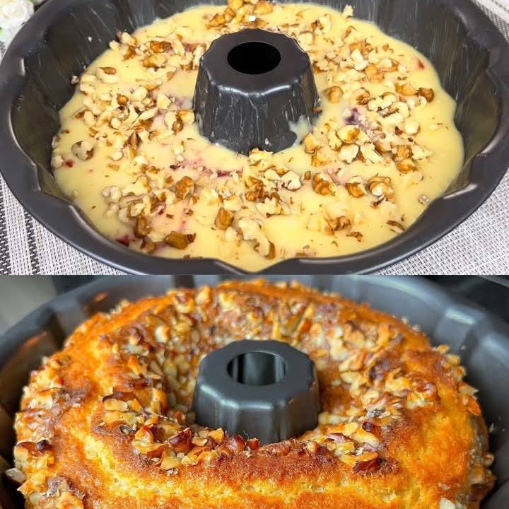 Torta semplice con marmellata e noci